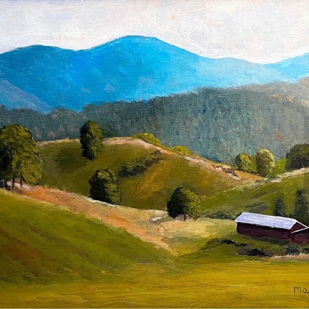 "Blue Mountain Vista" Landscape Painting Acrylic on 16 X 20 Stretched Canvas